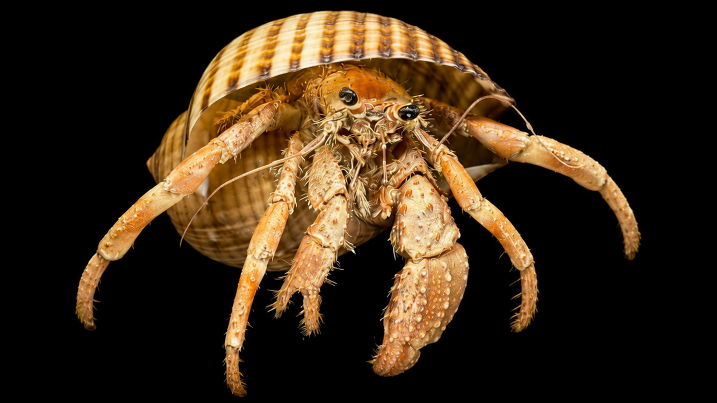Hermit Crab in Tonna Shell (Paguroidea) | Preserved Crab Specimen | Real Marine Hermit Crab