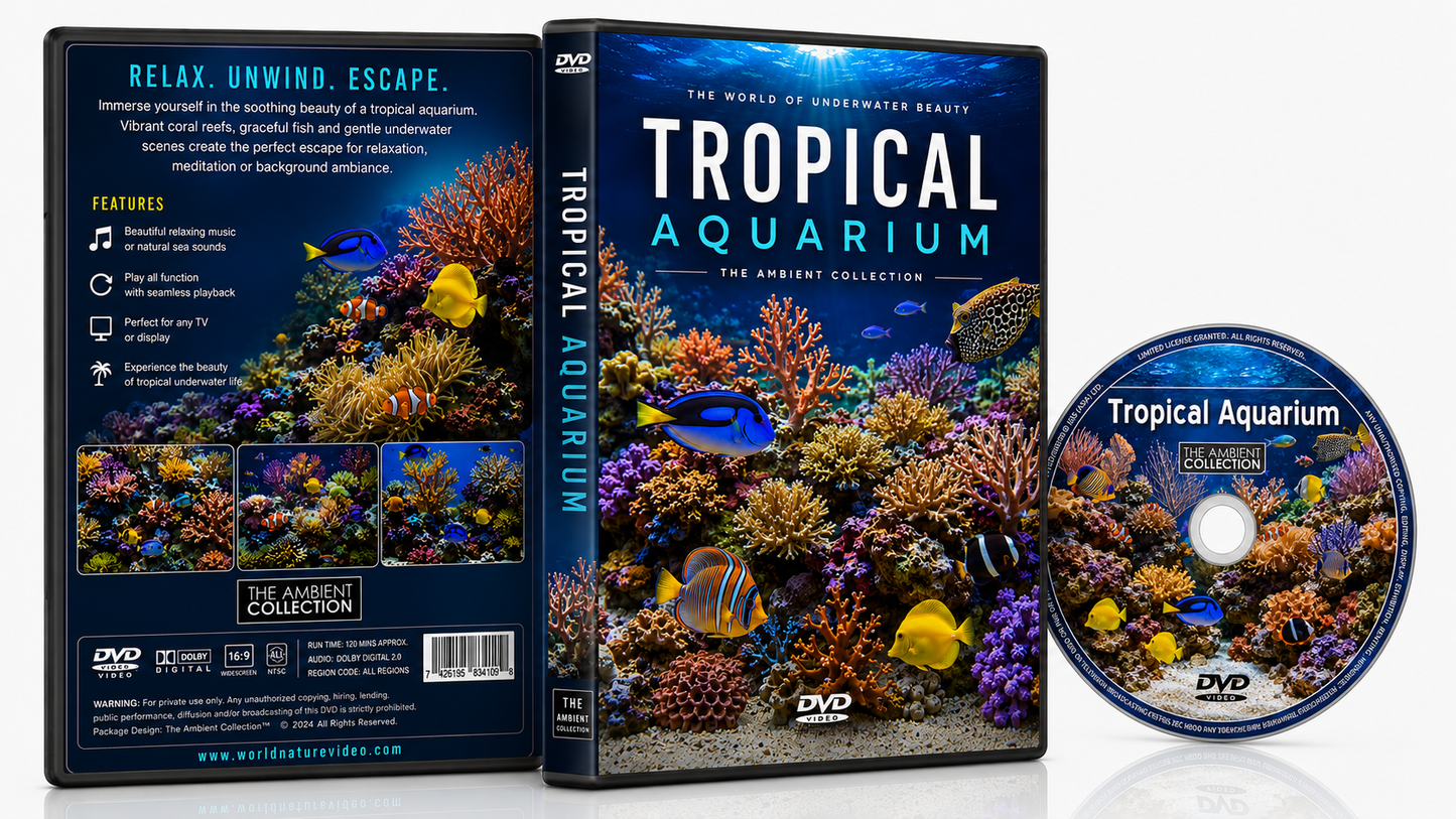 Tropical Aquarium DVD – Relaxing Coral Reef Fish with Music & Natural Sea Sounds