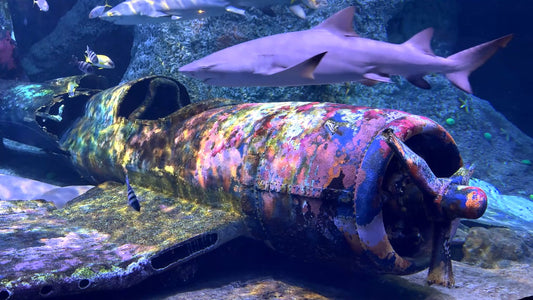 AQUARIUM TV - War Plane Wreck Aquarium and Sharks
