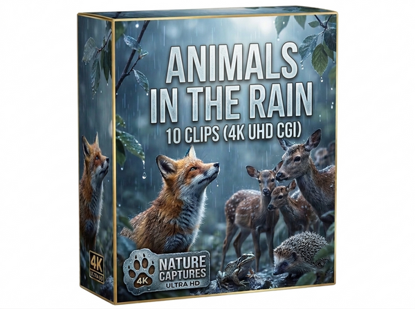 Creator Pack - 10 single clips of Animals In The Rain (4K UHD)