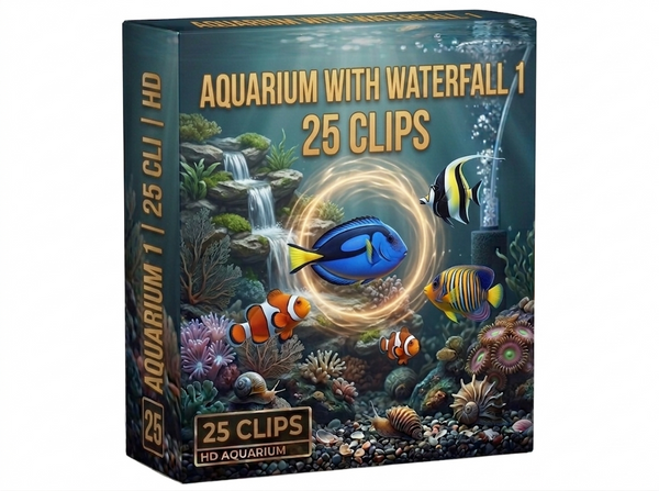 Creator Pack -25 single clips of  Aquarium With Waterfall 1 (HD)