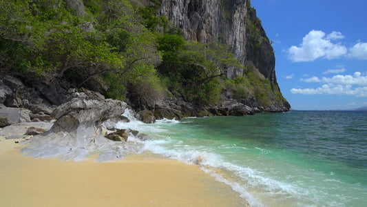 BEACH TV - Strange Stone Beach with Foaming Waves