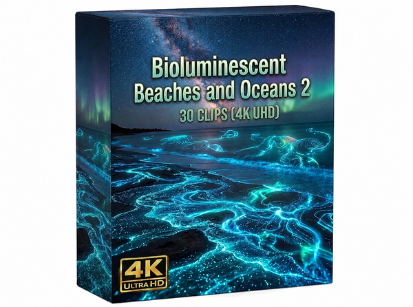 Creator Pack - 30 single clips of Bioluminescent Beaches And Oceans 2 (4K UHD)