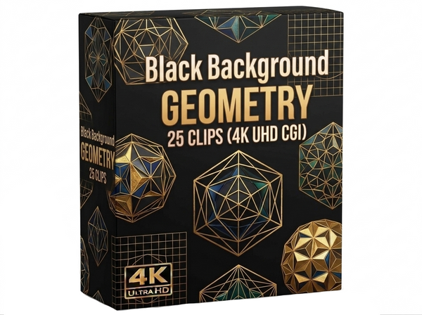 Creator Pack – 25 single clips of Black Background Geometry (4K UHD)