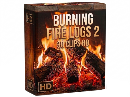 Creator Pack - 30 single clips of Burning Fire Logs 2 (HD)