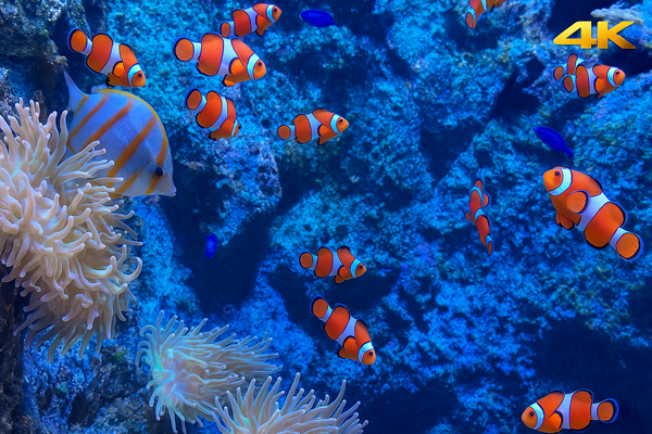 1 Hour of Beautiful Clownfish & Coral Reef (4K)