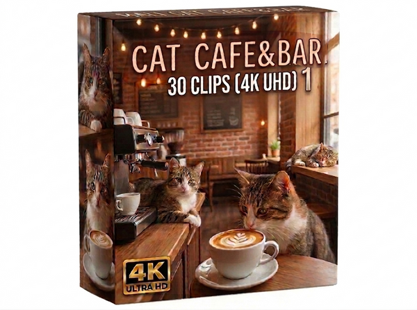 Creator Pack - 30 single clips of Cat Cafe And Bar 1 (4K UHD)