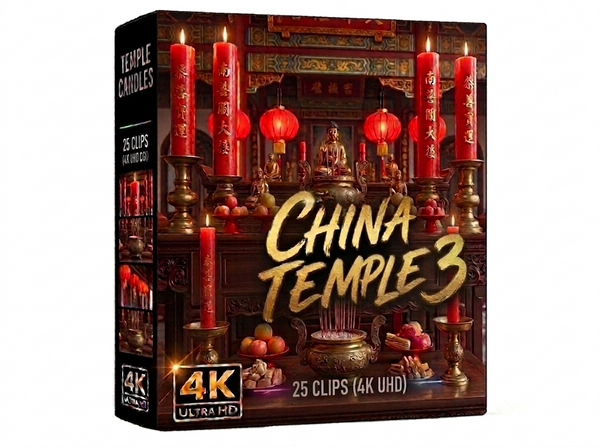 Creator Pack - 25 single clips of China Temple 3 (4K UHD)