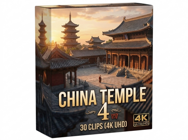 Creator Pack - 25 single clips of China Temple 4 (4K UHD)