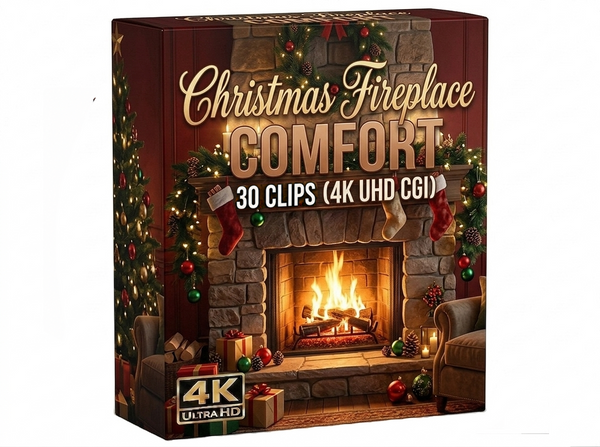 Creator Pack - 30 single clips of Christmas Fireplace Comfort (4K UHD)