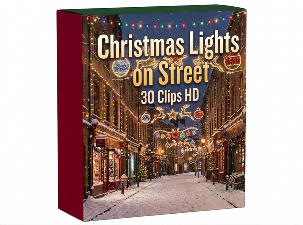 Creator Pack - 30 single clips of Christmas Lights On Street (HD)