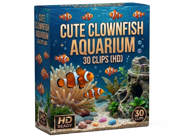 Creator Pack - 30 single clips of Cute Clownfish Aquarium (HD)