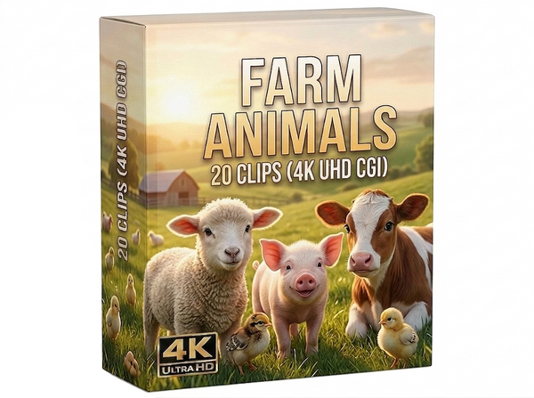 Creator Pack – 20 single clips of Farm Aimals (4K UHD)