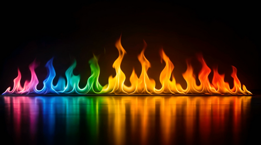 FIREPLACE - Rainbow 1 Hour with Crackling Fire Sounds