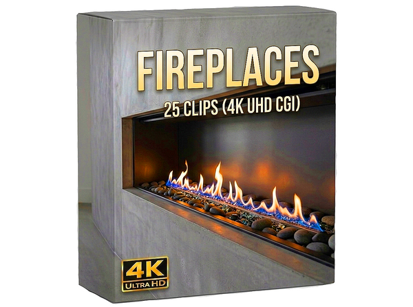 Creator Pack - 25 single clips of Fireplaces (4K UHD)