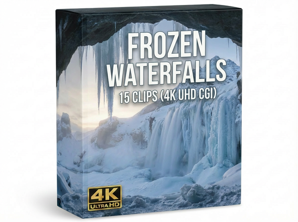Creator Pack – 15 single clips of Frozen Waterfalls (4K UHD)