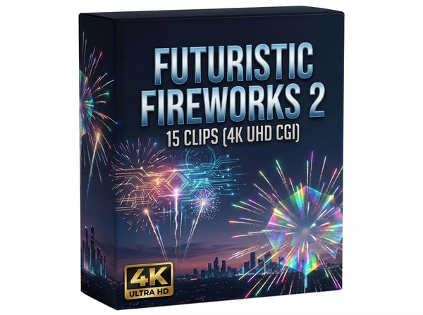 Creator Pack - 15 single clips of Futuristic Fireworks 2 (4K UHD)
