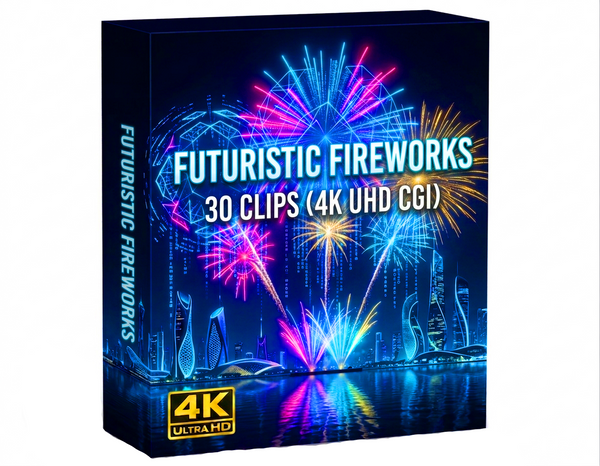 Creator Pack - 30 single clips of Futuristic Fireworks (4K UHD)