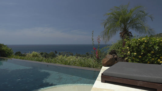 NATURE SOUND - 1 Hour Relaxation Video - Infinity Pool overlooking Tropical Ocean in Bali, Indonesia