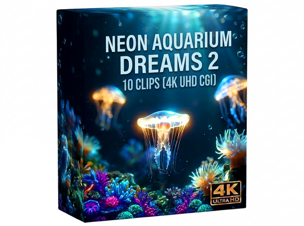 Creator Pack - 10 single clips of Neon Aquarium Dreams 2 (4K UHD)