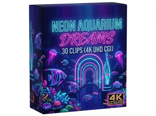 Creator Pack - 30 single clips of Neon Aquarium Dreams (4K UHD)