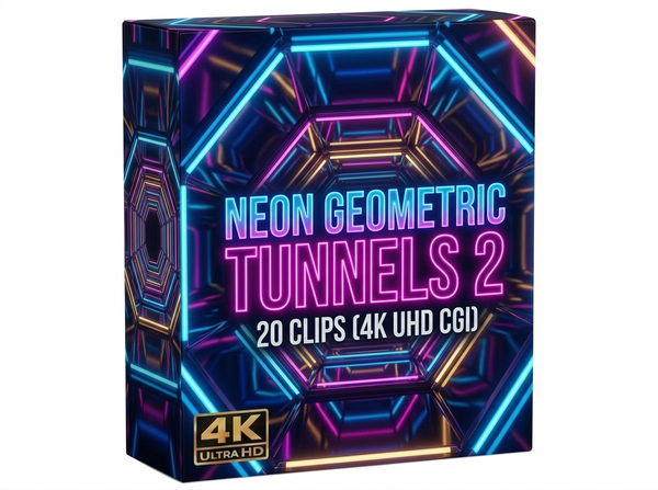 Creator Pack - 20 single clips of Neon Geometry Tunnels 2 (4K UHD)