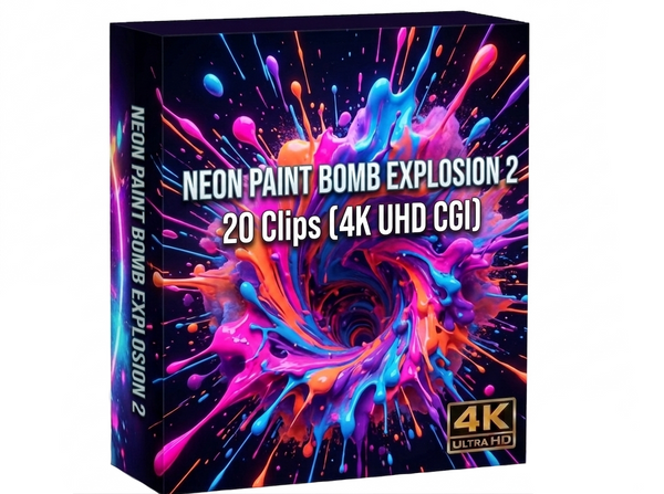Creator Pack - 20 single clips of Neon Paint Bomb Explosion 2 (4K UHD)