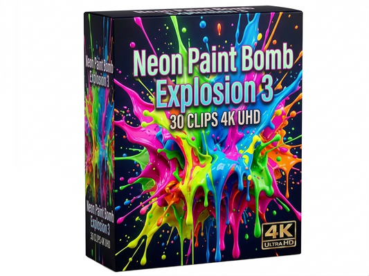 Creator Pack – 30 Single Clips of Neon Paint Bomb Explosion 3 (4K UHD)