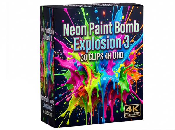 Creator Pack – 30 Single Clips of Neon Paint Bomb Explosion 3 (4K UHD)