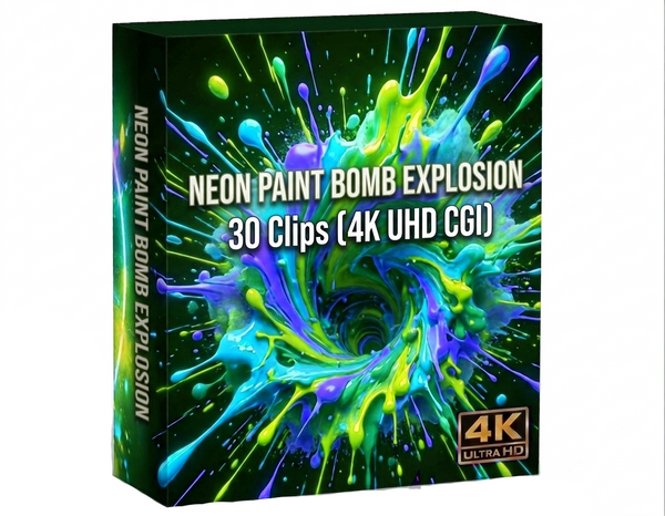 Creator Pack - 30 single clips of Neon Paint Bomb Explosion (4K UHD)