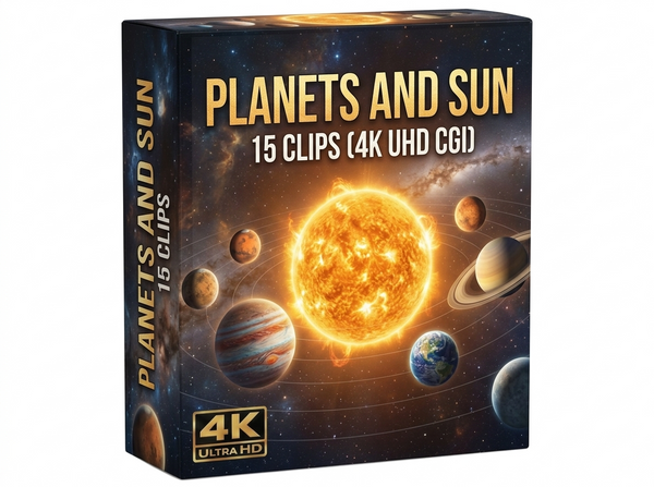 Creator Pack - 15 single clips of Planets And Sun (4K UHD)