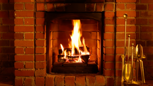 FIREPLACE - Red Brick Fireplace - 1 Hour Continuous Fire 4K