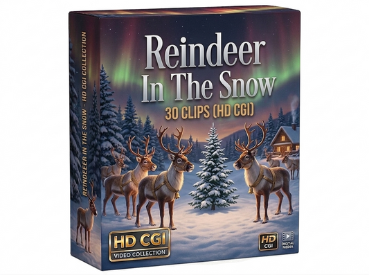 Creator Pack - 30 single clips of Reindeers In The Snow (HD)