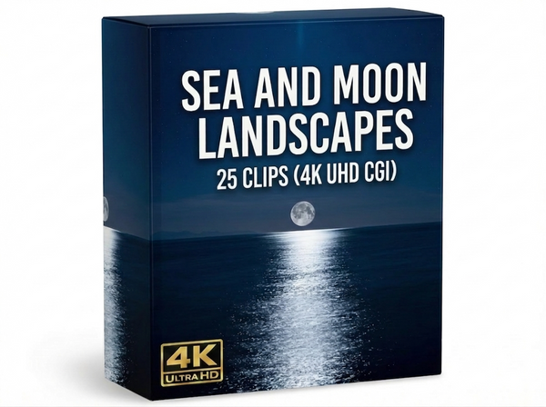 Creator Pack – 25 single clips of Sea and Moon Landscapes (4K UHD)