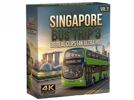 Creator Pack - 30 single clips of Singapore Bus Ride 3 (4K UHD)