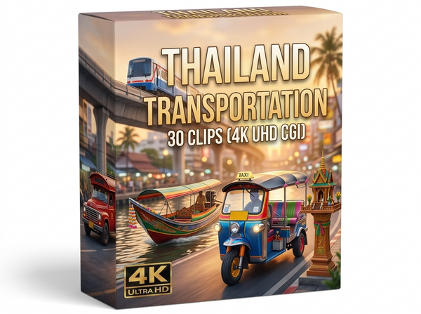 Creator Pack - 30 single clips of Thailand Transportation (4K UHD)