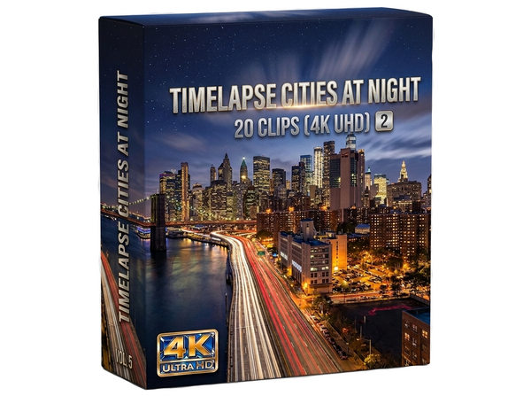Creator Pack - 20 single clips of Timelapse Cities at Night 2 (4K UHD)