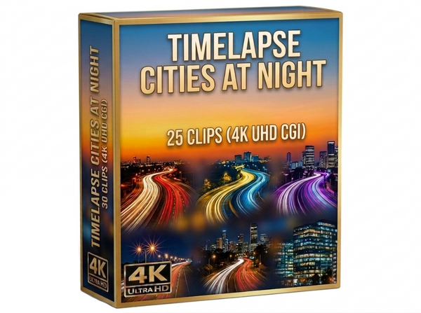 Creator Pack - 25 single clips of Timelapse Cities at Night (4K UHD)