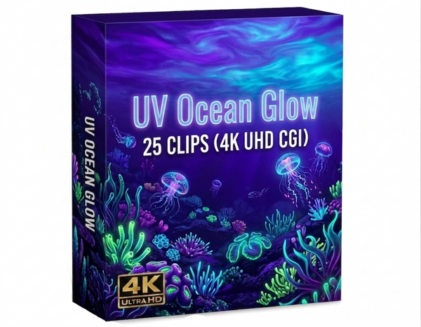 Creator Pack - 25 single clips of UV Ocean Glow (4K UHD)