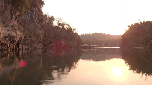 Virtual Rowing - Sai Yok Waterfalls with Limestone Rock Formations in Thailand with 3D Binaural and Local Nature Sounds