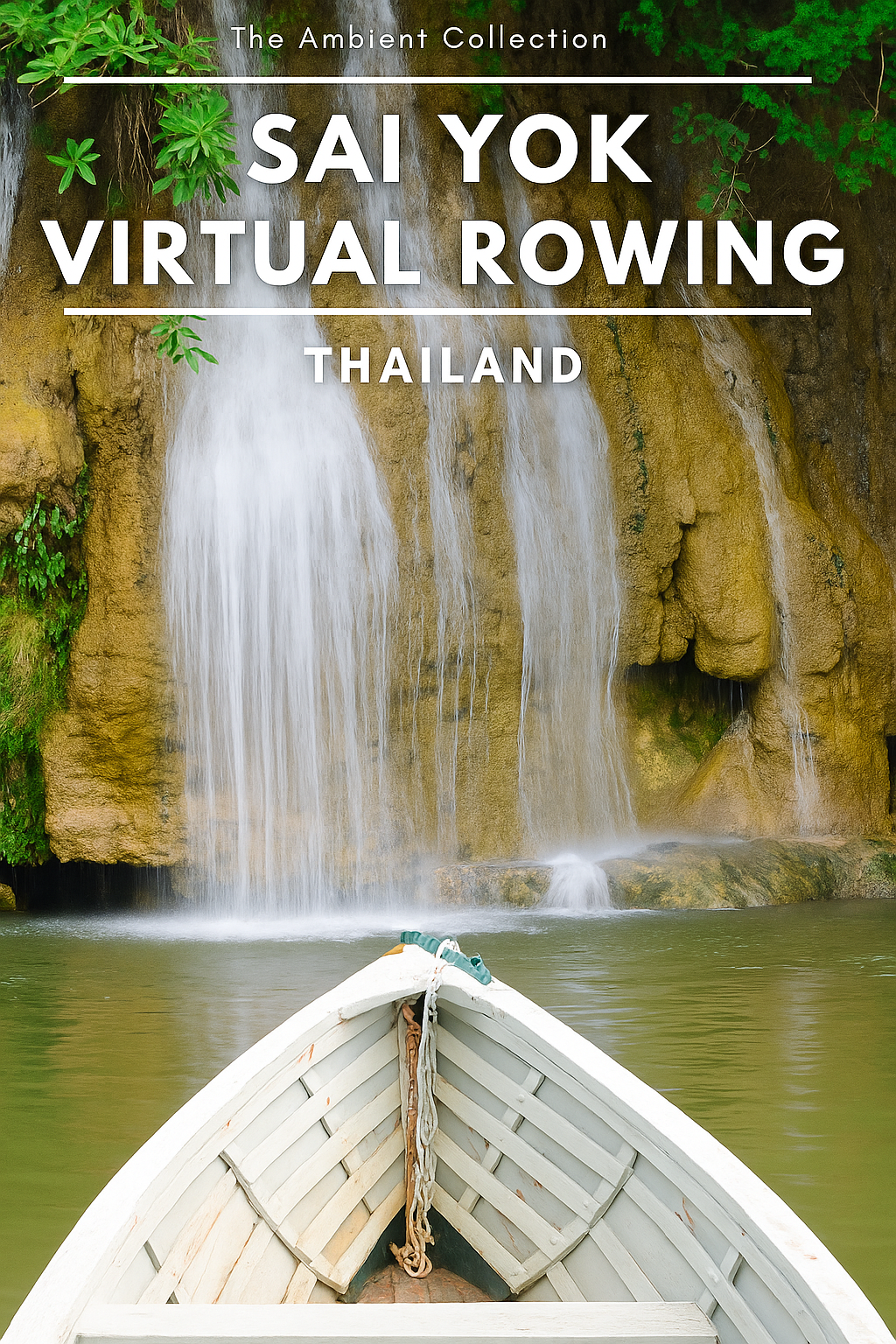 Virtual Rowing - Sai Yok Waterfalls with Limestone Rock Formations in Thailand with 3D Binaural and Local Nature Sounds