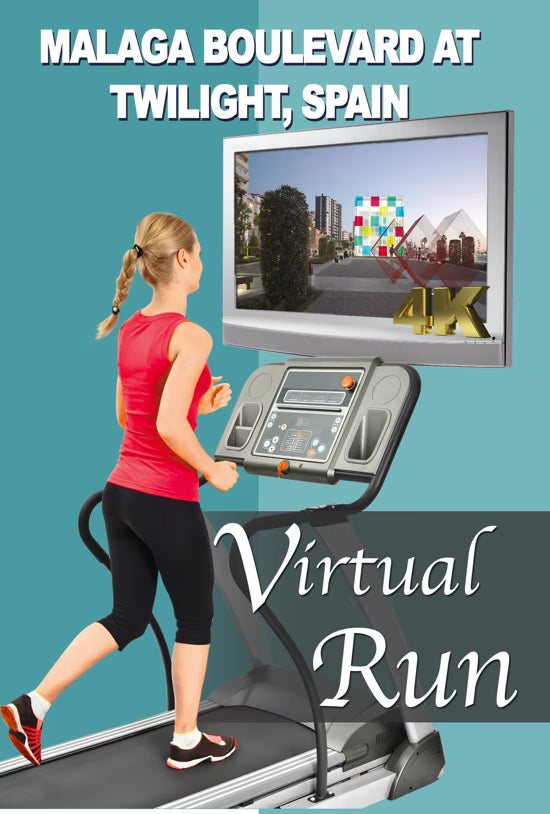 Virtual Run - Malaga Boulevard at Twilight - Spain