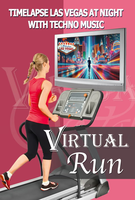 Timelapse Las Vegas Virtual Night Run with Techno Music
