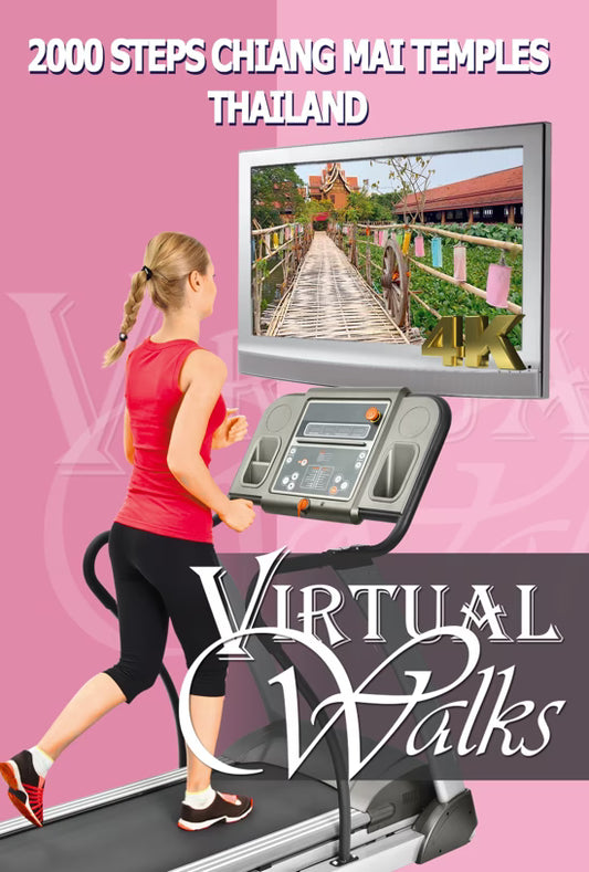 2000 Steps - 4K Virtual Treadmill Workout - Chiang Mai Temples - Thailand